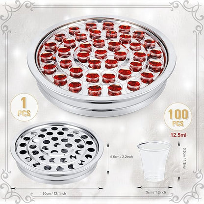 Zhehao 1 Pcs Easter Communion Trays for Churches Set Church Supplies Plates for Church with Disposable Cups (Silver)