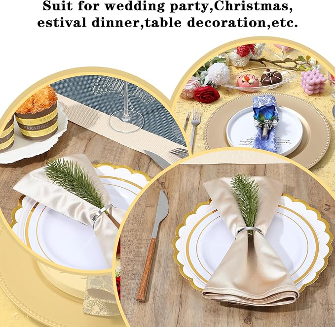 100Pcs Silver Napkin Rings Bulk, Elegant Silver Napkin Rings, Metal-Napkin Ring Servilleteros para Mesas for Wedding Christmas Party Dinner Table Settings