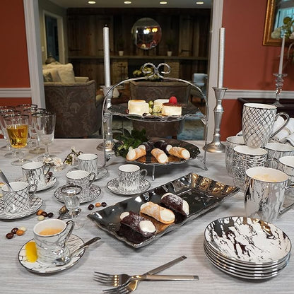 Certified International Matrix Silver Plated 6" Luncheion/Canape Plates Set of 6 Assorted Designs