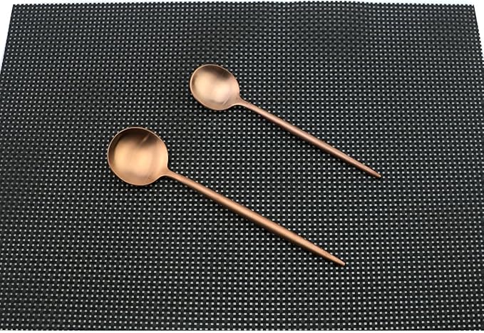 Flatware Set for 2, Luxury 10 Pieces Rose Gold Plated Copper Color 18/10 Stainless Steel Silverware Flatware Sets Spoons Knives and Forks Set, Service for 2