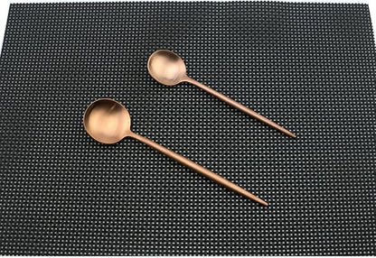 Flatware Set for 2, Luxury 10 Pieces Rose Gold Plated Copper Color 18/10 Stainless Steel Silverware Flatware Sets Spoons Knives and Forks Set, Service for 2