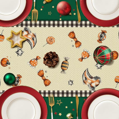 Pumpkin Halloween Table Runner Seasonal Fall Kitchen Dining Linen Table Decoration for Indoor Outdoor Home Party Decor 13 x 72 Inch