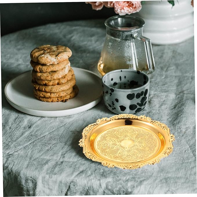 POPETPOP Golden Mini Snack Dish Set with Silver-Plated Rack Creative Food Serving Tray for Parties and Gatherings for Fruits and Appetizers