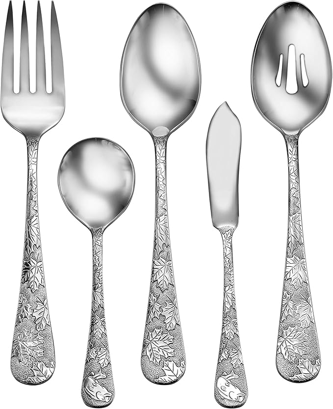 Liberty Tabletop American Outdoors 45 Piece Flatware set Service for Eight with Serving Set Made in the USA Silverware