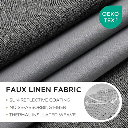 Joydeco Blackout Curtains 72 Inches Long 2 Panels Burg, Room Darkening Curtains for Bedroom, 100% Black Out Textured Thermal Drapes Privacy Protection 2 Panels Set(W52 x L72 Inch, Grey)