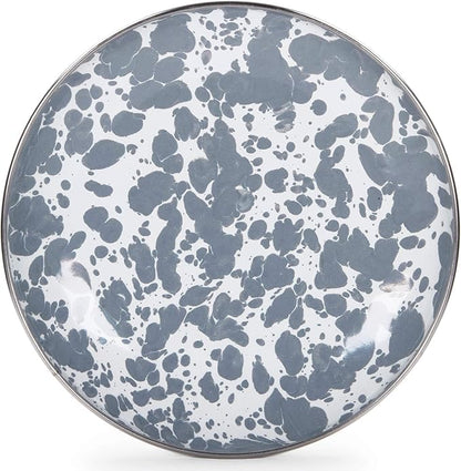 Golden Rabbit Enamelware Appetizer Plates, 6 inch, Grey Swirl, Set of 4