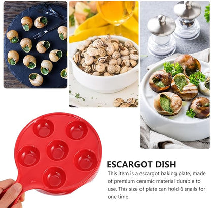 Escargot Baking Dish Snail Plate 10-inch Ceramic 6-hole Conch Holder Oven-safe Seafood Appetizer Plate for Home and Restaurant Cooking
