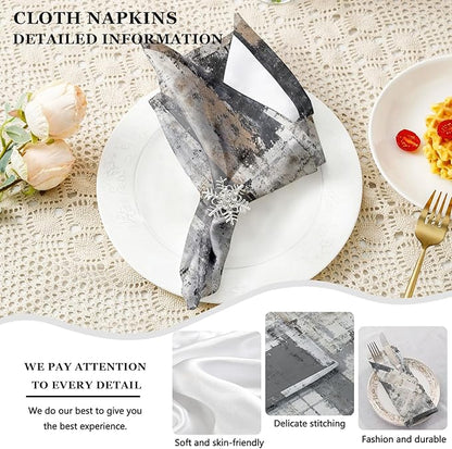 Mcalk 4 Each Grey Placemats and Cloth Napkins Set of 8, Modern Art Placemat, Abstract Black Cloth Napkin for Home Kitchen Decor (Placemats 18 "x12 Napkins 18 "x18)