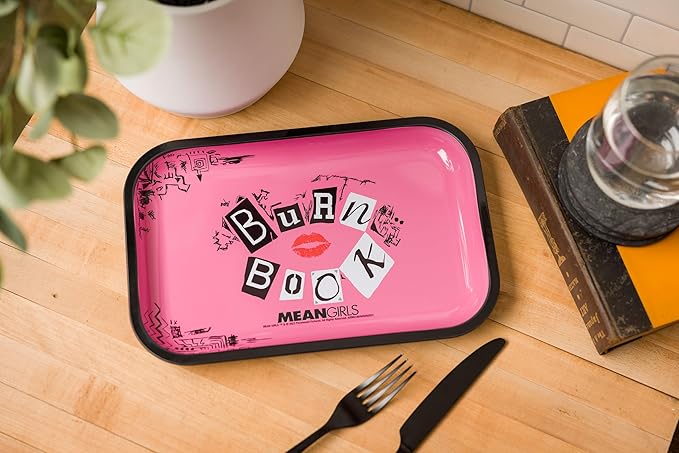 Silver Buffalo Mean Girls Burn Book 11.3" x 7.4" Pink Tin Tray