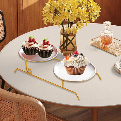 Fruit Tray, Tiered Serving Tray, Snack Tray, Plate Holder Made of Stainless Steel and Iron with an Elegant Two-Tiered Structure and Practical Design F, Silver