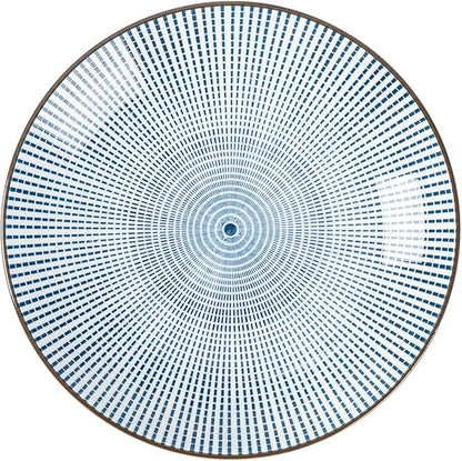 TJ Global Set of 4 Japanese Pottery Ceramic 6.8 Inch Plates for Any Meal and Dish, Japanese Dinnerware and Tableware with Traditional Blue Design
