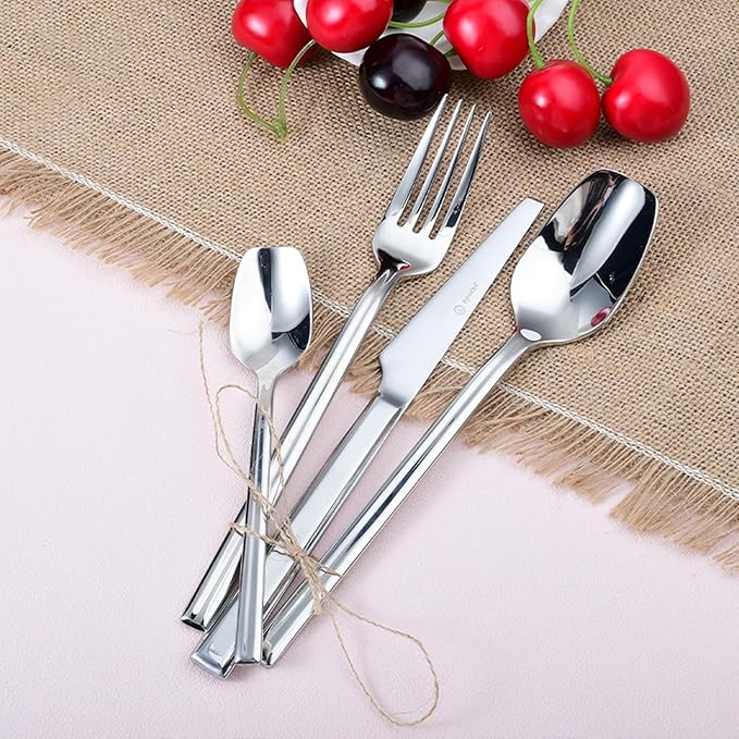 silverware set, 18/10 stainless steel flatware set for 12, 60-piece set, flatware sets with serving utensils, tableware set for dining restaurant hotel