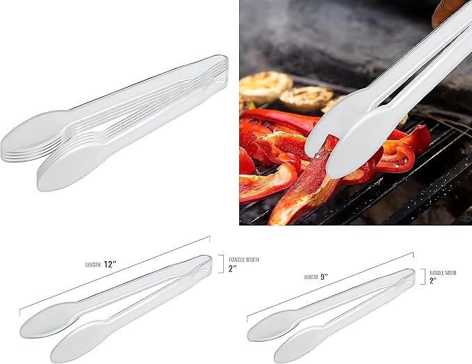 Disposable Plastic Serving Cutlery, Flatware Set, Dinnerware for Wedding, Birthday Party & Other Occasions (Clear, 9" Tongs (34 Tongs))