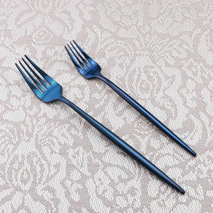 Gugrida Portable Silverware Set - 5-Piece Flatware Cutlery Set - 18/10 Stainless Steel - Mirror Polishing Blue - Travel Elegant Modern Utensils - Service for 1 Include Steak Knife Dinner Fork Spoon