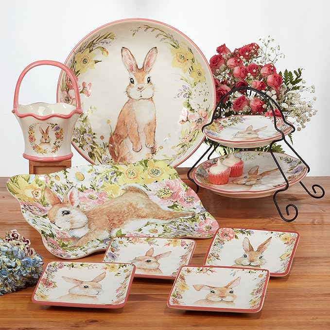 Certified International Easter Garden 6" Canape/Luncheon Plates, Set of 4 Assorted Designs, Multicolored (Pack of 3)