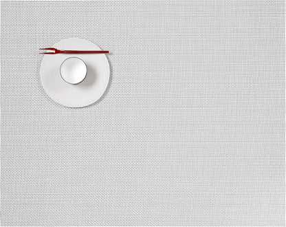 Chilewich Mini Basketweave Placemats in White - Set of 4 - Easy Care Woven Tabletop Textiles - Indoor/Outdoor - 19" x 14" Rectangle