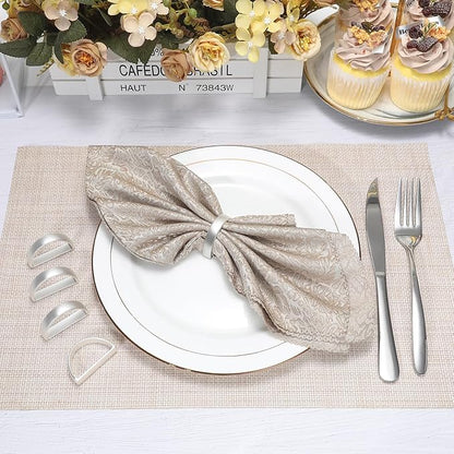 KPOSIYA Napkin Rings Set of 20, Metal Silver Napkin Rings Bulk for Table Settings, D-Shape Napkin Holders Rings for Dinner Table Decor, Easter, Fall,Thanksgiving, Christmas, Party,（Silver 20 pcs）