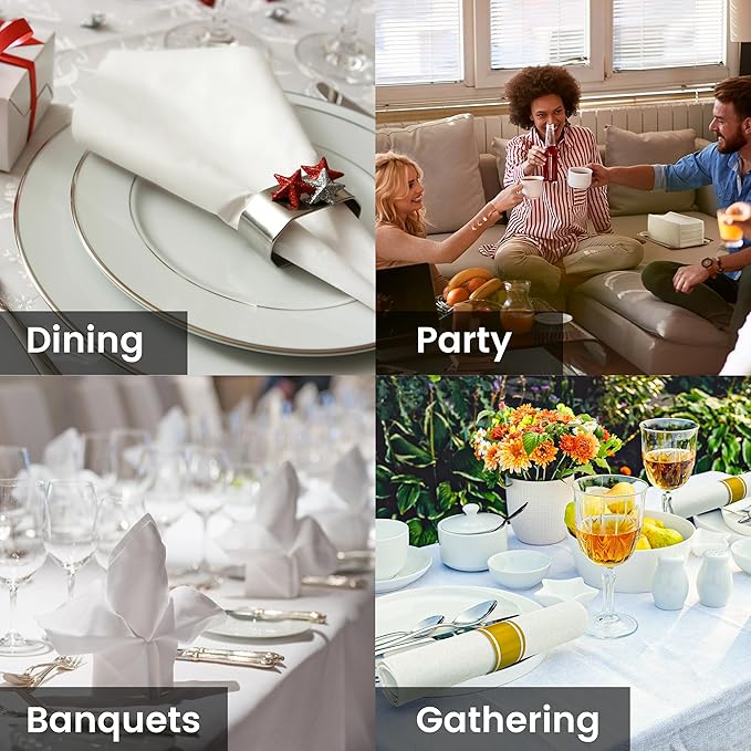 100 Pack Disposable Hand Towels for Bathroom, 12" x 17" White Napkins Linen-Feel Dinner Napkins, Paper Hand Towels for Bathroom Kitchen Party Wedding by GzfunTeng
