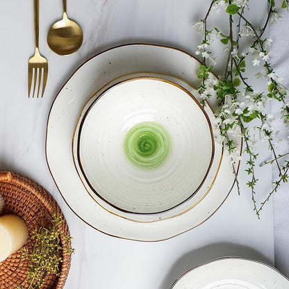 Christian Siriano Luma 16-Piece Dinnerware Set Porcelain, Green