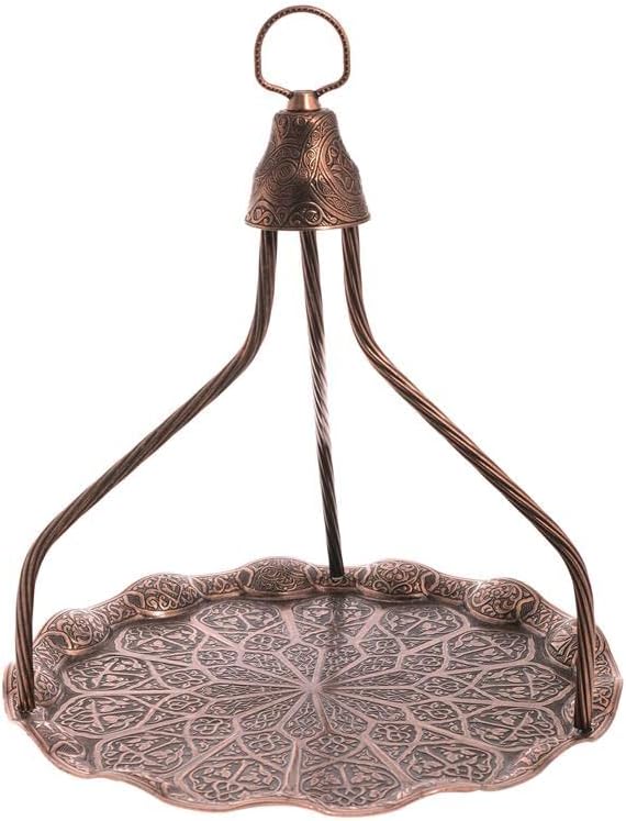 Ottoman Turkish Coffee and Tea Serving Tray, Suitable for The Restaurant, Round Shape, Width 13,7 Inch (35 cm) (Antique Copper)