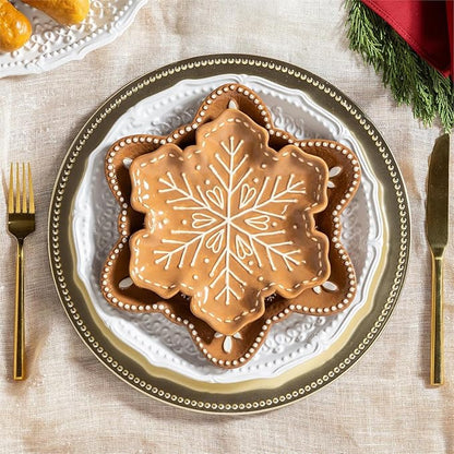 Embossed Ceramic Snowflake Appetizer Plate, 8" by Evergreen