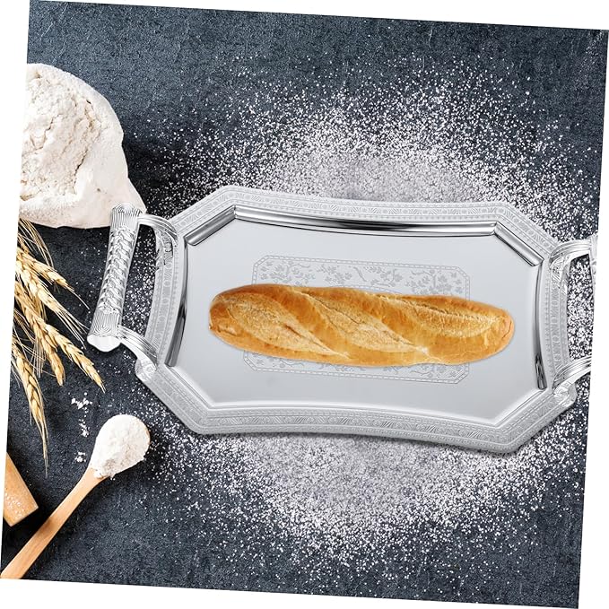 Stainless Steel Serving Tray for Tea and Snacks Elegant European for Home Dining and Decorative Use