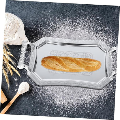 Stainless Steel Serving Tray for Tea and Snacks Elegant European for Home Dining and Decorative Use