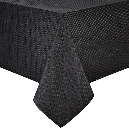 Rectangle Table Cloth Linen Farmhouse Stainproof Waterproof Washable Polyester Oblong Rectangular Fabric Table Cover for Kitchen Dining Dinner (Black, 60 X 120 Inch)