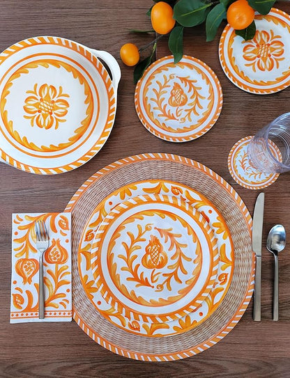 Le Cadeaux Luxury Melamine Appetizer Plates 6.5 Inches Set of 4, Sicily Orange