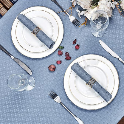 Rectangle Table Cloth Linen Farmhouse Stainproof Waterproof Washable Polyester Oblong Rectangular Fabric Table Cover for Kitchen Dining Dinner (Light Blue, Round 70'' Inch)