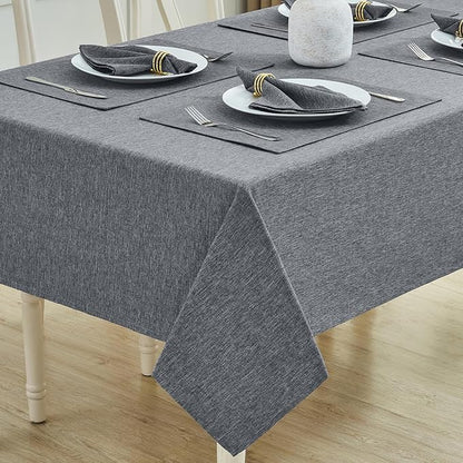 Rectangle Table Cloth Linen Farmhouse Stainproof Waterproof Washable Polyester Oblong Rectangular Fabric Table Cover for Kitchen Dining Dinner(Gray/52x70 Inch)