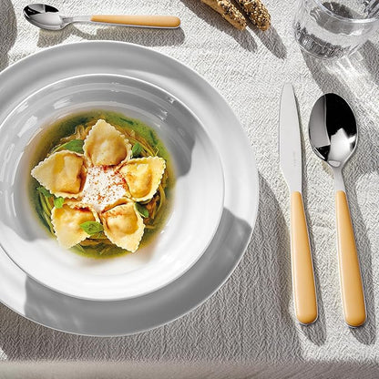 Guzzini - 24 Piece Stainless Steel Cutlery Set, White, "POP" (Mustard Yellow)