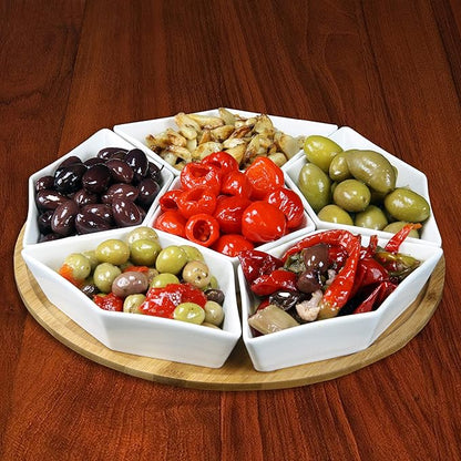 Elama Signature 12 Inch 7pc Lazy Susan Appetizer and Condiment Server Set