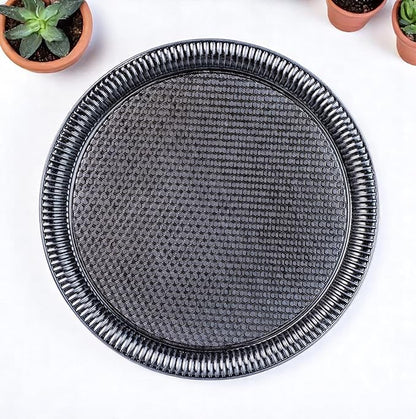 Alisveristime Round Hammered Metal Serving Tray – Ottoman Style, (11.8" Diameter, 12.6 oz) 5 Color Options (Black)