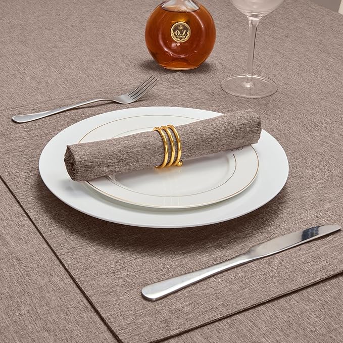 Rectangle Table Cloth Linen Farmhouse Stainproof Waterproof Washable Polyester Oblong Rectangular Fabric Table Cover for Kitchen Dining Dinner(Mocha/60x84 Inch)