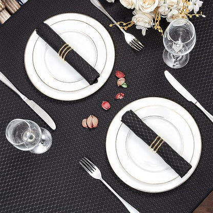 Rectangle Table Cloth Linen Farmhouse Stainproof Waterproof Washable Polyester Oblong Rectangular Fabric Table Cover for Kitchen Dining Dinner (Black, 60 X 84 Inch)