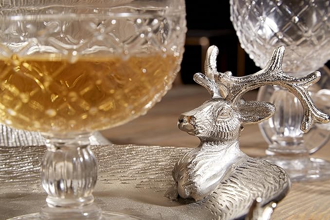Premier Housewares Deer Serving Tray-Nickel Finish, 25 x 44 x 9 cm