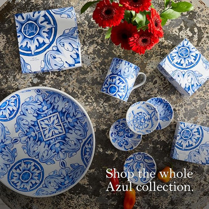 Rosanna Azul Porcelain Appetizer Plates, Set of 4, 6", Perfect for Desserts, Dishwasher & Microwave Safe, Blue