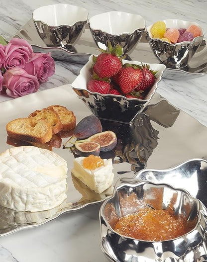 Certified International Cracker Tray, 13-Length, Silver Coast
