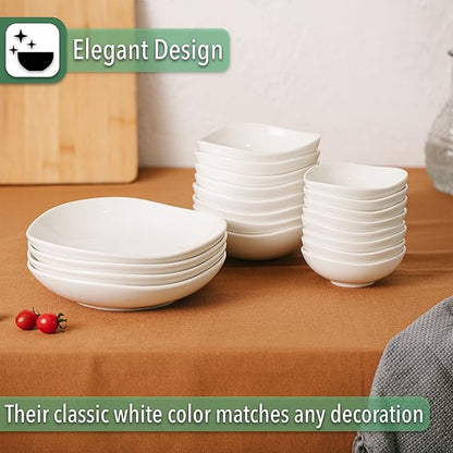 BTaT- Porcelain Serving Bowls, Triangular, 24 Oz, Set of 4, Pasta Bowls, Large Serving Bowls
