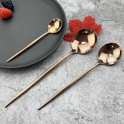JASHII Silverware Set, Mirror Polished Copper Flatware Cutlery Set Service for 4, Shiny Finish 24 Pieces Stainless Steel Utensils Set Dinner Knife Fork Spoon Dessert Fork Salad Spoon Dishwasher Safe