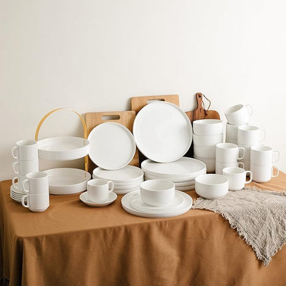 Brew To A Tea - White Porcelain Dessert Plates, Set of 6, 8.2 inch, Small Plates for Appetizers, Lightweight, Durable, Dishwasher Safe