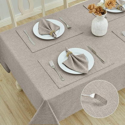 Rectangle Table Cloth Linen Farmhouse Stainproof Waterproof Washable Polyester Oblong Rectangular Fabric Table Cover for Kitchen Dining Dinner(Flaxen/60x84 Inch)