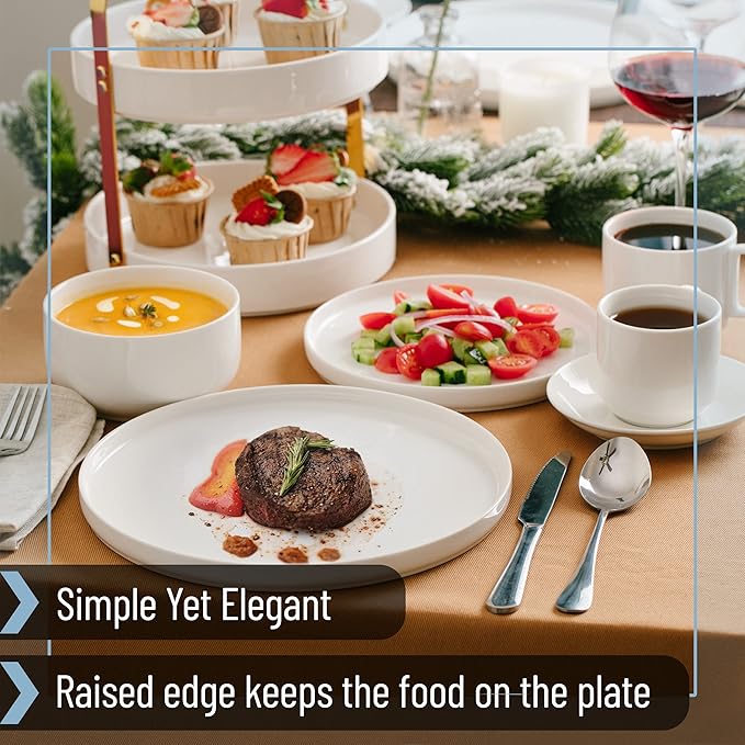 BTaT- Porcelain White Dinner Plates, Set of 6, 10.6 inch, Salad Serving Modern Round Dishes, Smooth Glaze, Dishwasher Safe, Microwave, Oven Safe, Scratch Resistant