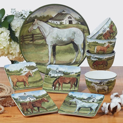Certified International York Stables 6" Canape/Luncheon/Appetiser Plates, Set of 4 Assorted Designs