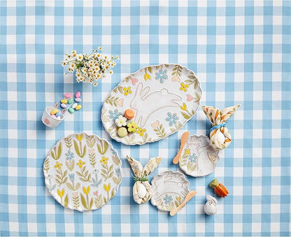 Mud Pie Bunny App Plate Set, Jumping; plate: 6.5"dia; towel: 16.5"