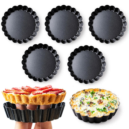 8 Pack Mini Tart Pans 4 Inch with Removable Bottom Round Nonstick Deep Quiche Pan