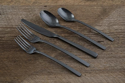 Cambridge Silversmiths Beacon Black Sand Mirror 20-Piece Flatware Set, Service for 4