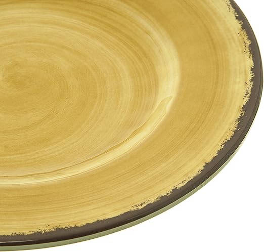 Carlisle FoodService Products Mingle Resuable Plastic Plate Dinner Plate with Pottery Style for Home and Restaurant, Melamine, 9 Inches, Amber, (Pack of 12)