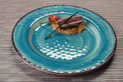 Carlisle FoodService Products Mingle Resuable Plastic Plate Dinner Plate with Pottery Style for Home and Restaurant, Melamine, 11 Inches, Aqua, (Pack of 48)